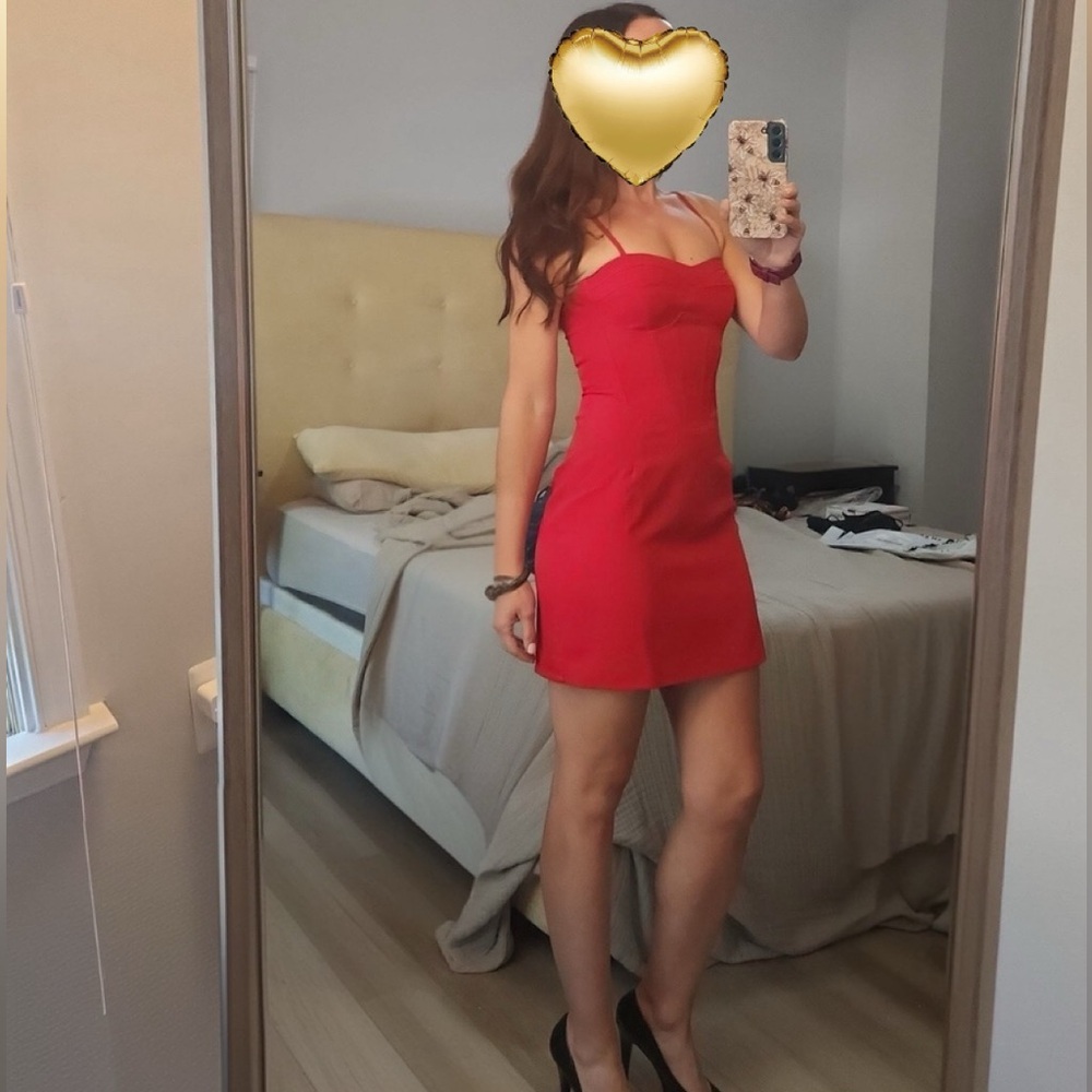 Showpo Andriya Bustier Red Mini Dress NWT